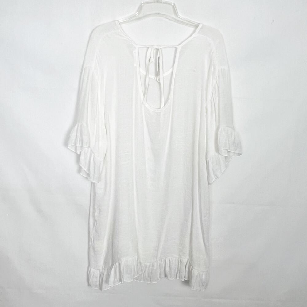 Ekouger Pullover Gauzy White Tunic Dress/Bikini Cover Up Size Medium - Picture 6 of 11